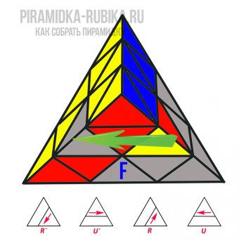 иллюстрация - алгоритм №1 для сборки первого слоя на пирамидке Рубика